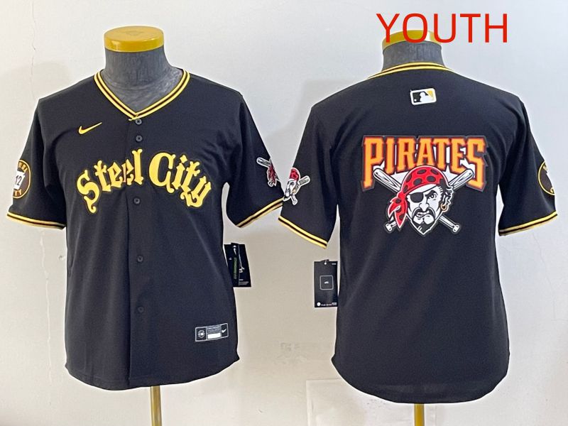 Youth 2025 Pittsburgh Pirates Blank Black Game Nike MLB Jersey style 7152->youth mlb jersey->Youth Jersey